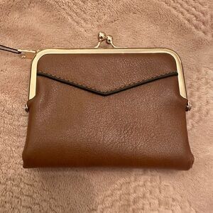 Renaissance Vegan Leather Wallet / Coin Purse – Brown / Tan with Kisslock